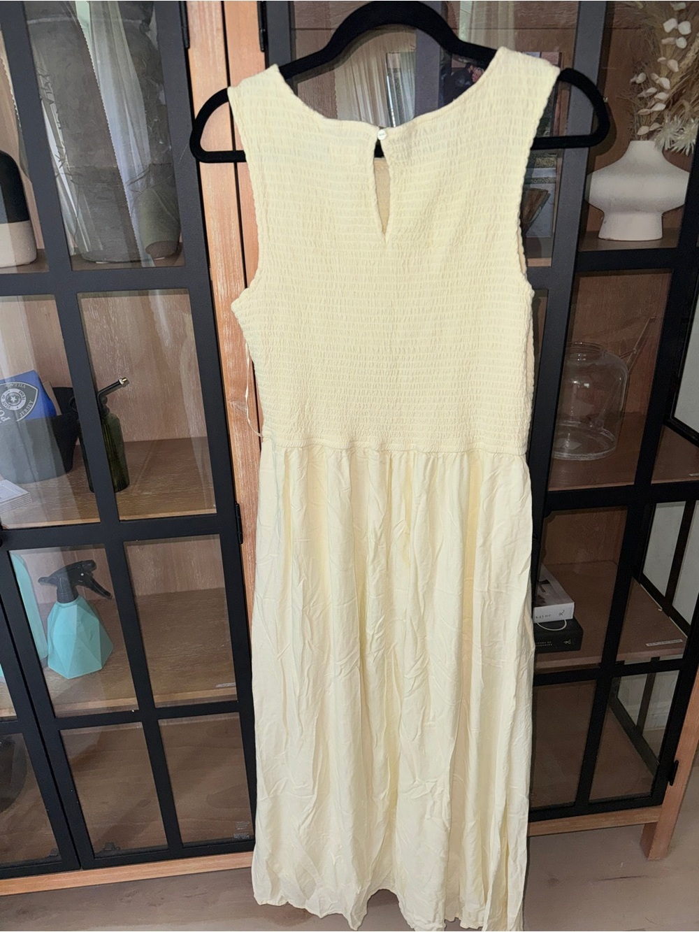 Jopna smocked maxi dress butter yellow sleeveless pastel pockets round neck - Picture 10 of 11